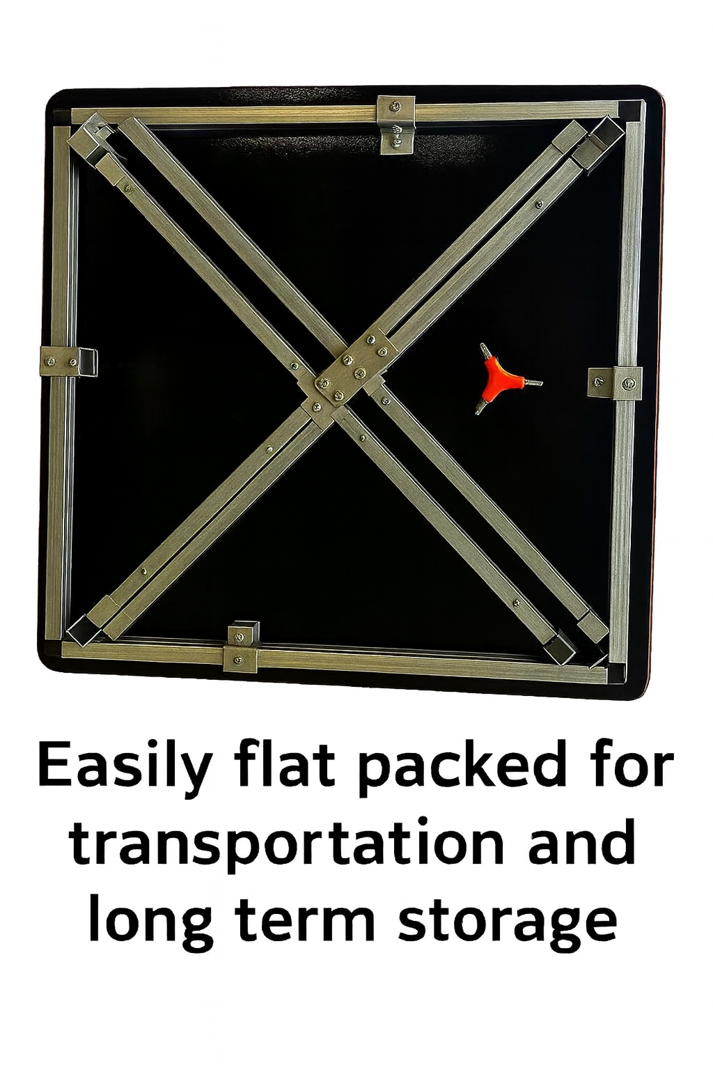 flexibench.com.au .. Cobalt blue coloured tabletop, Indoor or outdoor under cover, Galvanised steel legs, Size 1200*1200*735mm