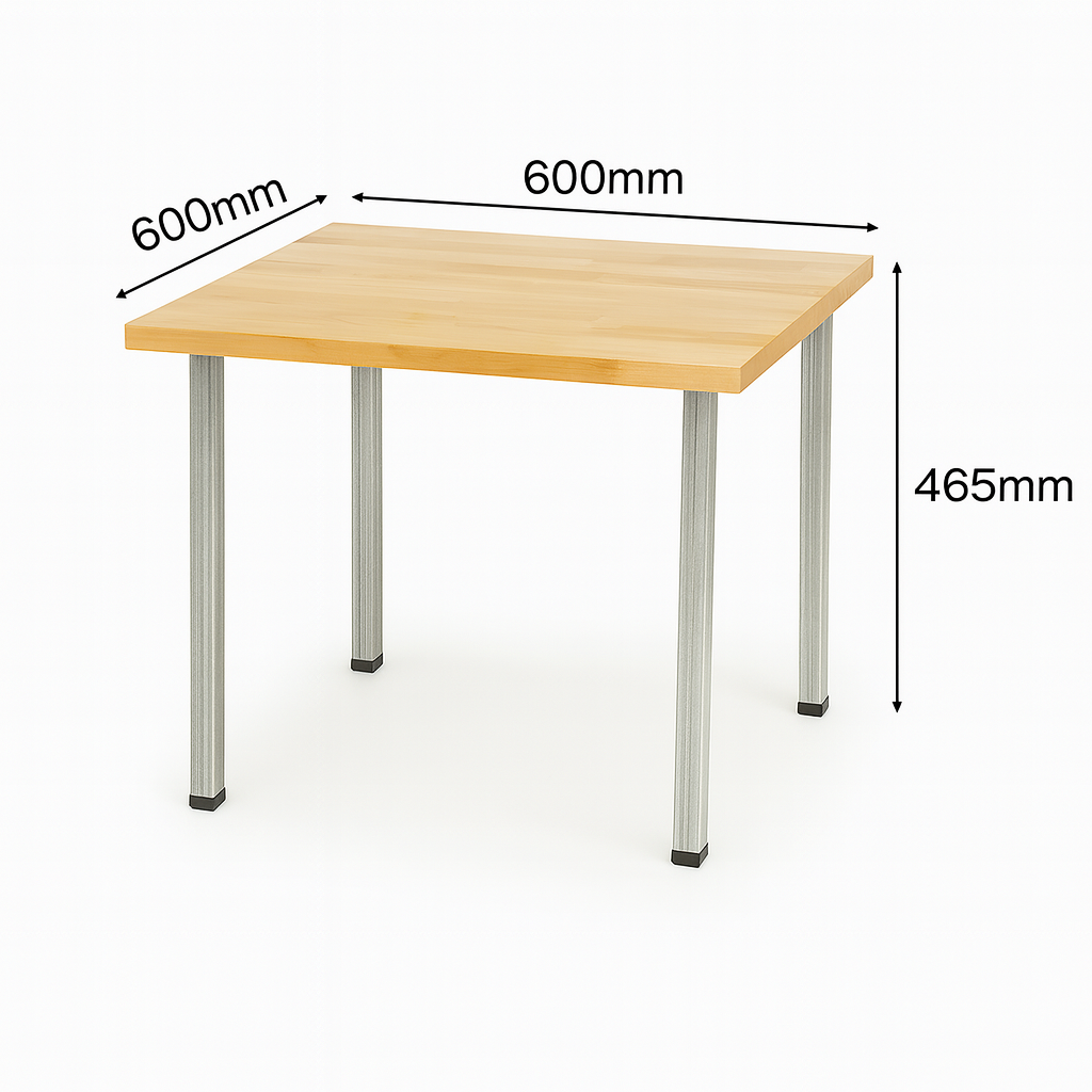 flexibench.com.au .. Coffee Table light timber colour, galvanised metal legs, Height 455mm Depth 595mm Width 595mm