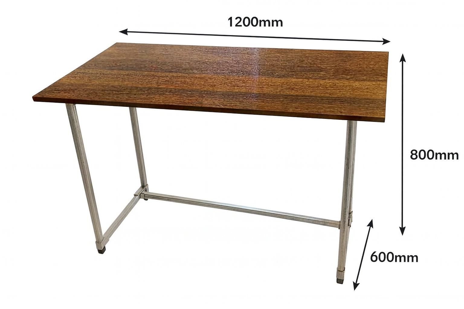Timber top study desk, Galvanized steel legs, Size H 800mm W 1200mm D 600mm. Table only accessories not included
