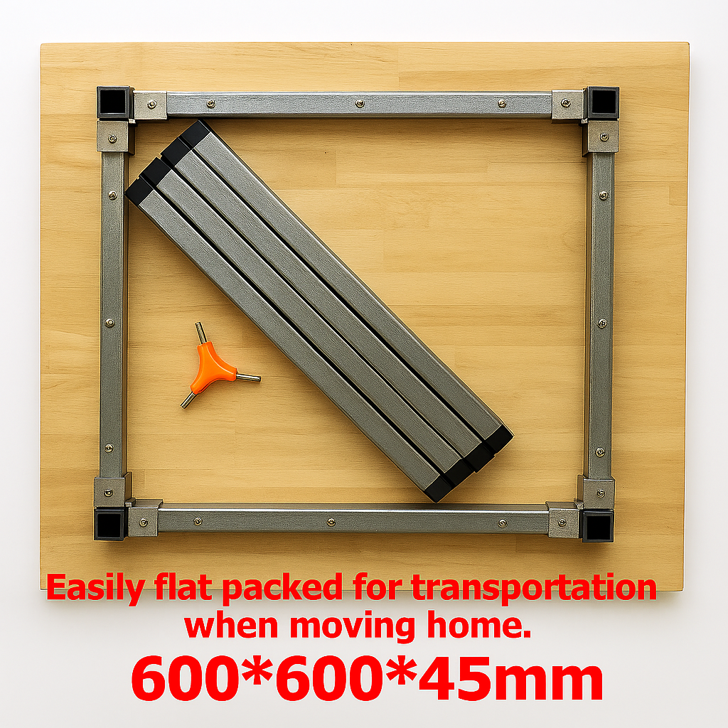 flexibench.com.au .. Coffee Table light timber colour, galvanised metal legs, Height 455mm Depth 595mm Width 595mm