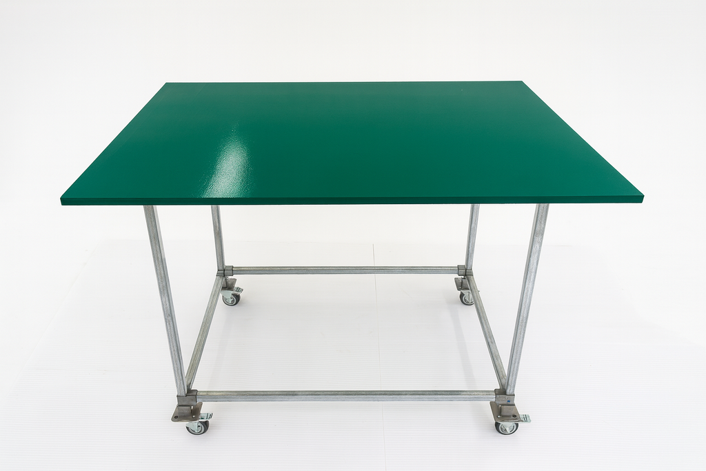 Work bench, Workstation, Jade green, Galvanized legs with Caster wheels, Size H895mm, W1200mm, D 800mm, Table only, accessories are not included