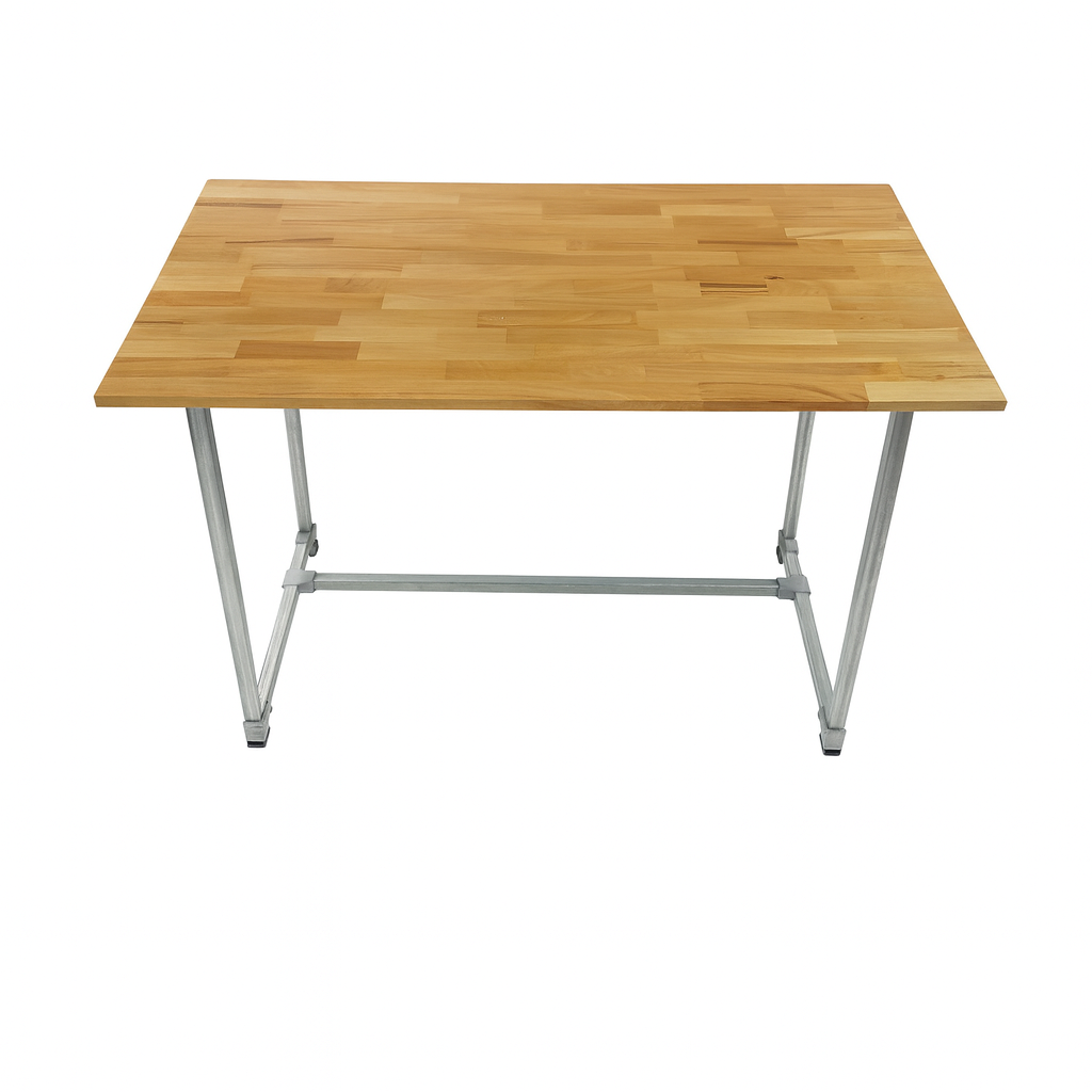 Light Coloured Timber Top Study Desk, Galvanised steel legs, Tabletop Size 1200mm * 600mm, Height 800mm, Table only accessories are not included